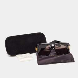 Gucci Black/Gold GG0318S Logo Square Sunglasses