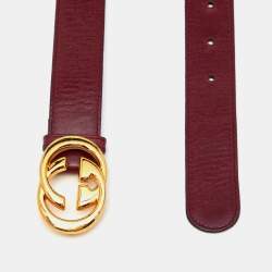 Pre Owned Gucci Red Leather Interlocking G Belt 70CM