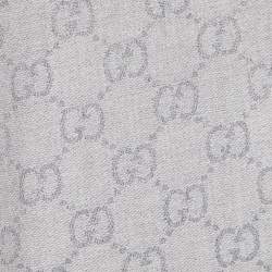 Pre Owned Gucci Grey Guccissima Patterned Wool Jacquard Scarf