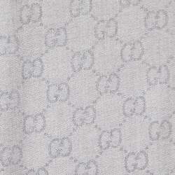 Pre Owned Gucci Grey Guccissima Patterned Wool Jacquard Scarf