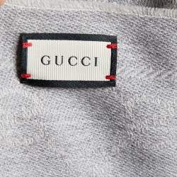 Pre Owned Gucci Grey Guccissima Patterned Wool Jacquard Scarf