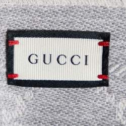 Pre Owned Gucci Grey Guccissima Patterned Wool Jacquard Scarf