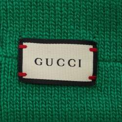 Gucci Green Web Stripe Wool Knit Interlocking Logo Head Band M