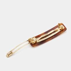 Pre Owned Gucci Crystals Resin Gold Tone Hair Clip