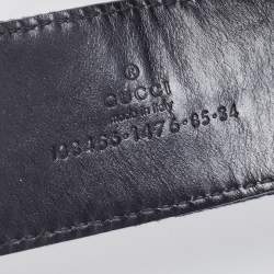 Gucci Black GG Canvas and Leather Bamboo G Buckle Belt 85CM