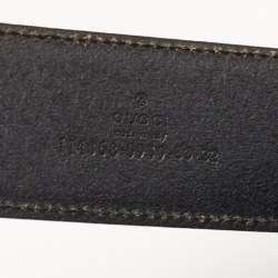 Pre Owned Gucci Black Leather Metal Bamboo Interlocking G Belt 80CM