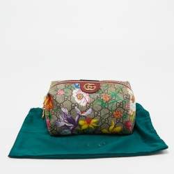 Pre Owned Gucci Multicolor Flora GG Supreme Canvas Ophidia Cosmetic Case