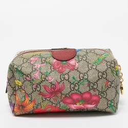 Pre Owned Gucci Multicolor Flora GG Supreme Canvas Ophidia Cosmetic Case