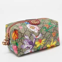 Pre Owned Gucci Multicolor Flora GG Supreme Canvas Ophidia Cosmetic Case