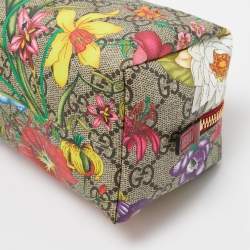 Pre Owned Gucci Multicolor Flora GG Supreme Canvas Ophidia Cosmetic Case