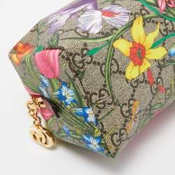 Pre Owned Gucci Multicolor Flora GG Supreme Canvas Ophidia Cosmetic Case