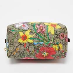 Pre Owned Gucci Multicolor Flora GG Supreme Canvas Ophidia Cosmetic Case