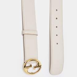 Gucci Off-White Leather 1973 Logo Belt 90CM