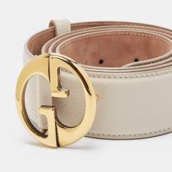 Gucci Off-White Leather 1973 Logo Belt 90CM