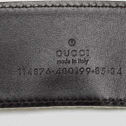 Gucci Multicolor Leather and Web Canvas Interlocking G Buckle Belt 85 CM
