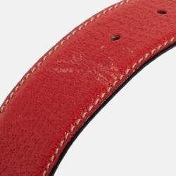 Gucci Multicolor Leather and Web Canvas Interlocking G Buckle Belt 85 CM