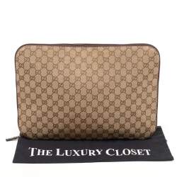 Gucci Beige/Brown GG Canvas Laptop Case