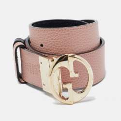 Gucci Black/Pink Leather Reversible 1973 Buckle Belt 70CM