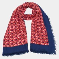 Gucci Red GG Stars Hearts Print Modal Blend Shawl 
