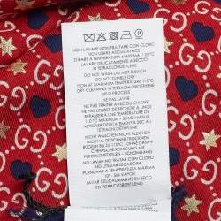 Gucci Red GG Stars Hearts Print Modal Blend Shawl 