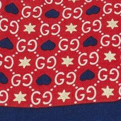 Gucci Red GG Stars Hearts Print Modal Blend Shawl 