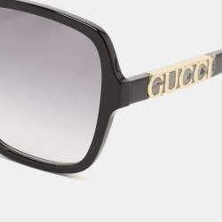 Pre Owned Gucci Black Gradient GG1189S Logo Oversized Sunglasses