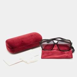 Pre Owned Gucci Black Gradient GG1189S Logo Oversized Sunglasses