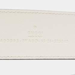 مملوكة مسبقًا Gucci Off White Leather GG Marmont Buckle Belt 65CM