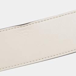 مملوكة مسبقًا Gucci Off White Leather GG Marmont Buckle Belt 65CM