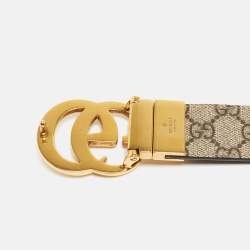 مملوكة مسبقًا Gucci Black/Beige GG Supreme and Leather GG Marmont Belt 65CM