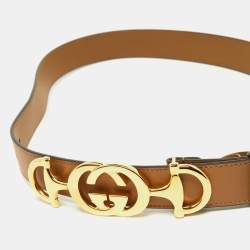 Pre Owned Gucci Tan Leather Zumi Belt 80CM