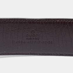 Pre Owned Gucci Beige/Brown GG Supreme Canvas and Leather Interlocking G Buckle Belt 95CM