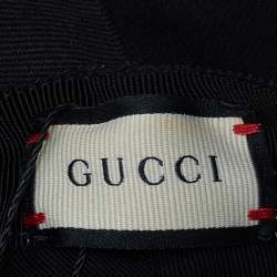 Pre Owned Gucci Black Cotton Logo Patch Detail Bucket Hat XL