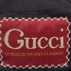 Pre Owned Gucci Black Cotton Logo Patch Detail Bucket Hat XL