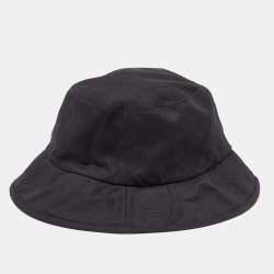 Pre Owned Gucci Black Cotton Logo Patch Detail Bucket Hat XL
