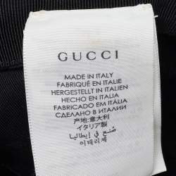 Pre Owned Gucci Black Cotton Logo Patch Detail Bucket Hat XL