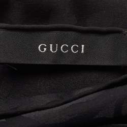 Pre Owned Gucci Black Interlocking G Patterned Silk Scarf