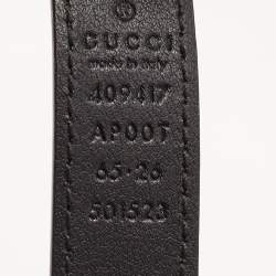 مملوكة مسبقًا Gucci Black Leather GG Marmont Slim Belt 65CM