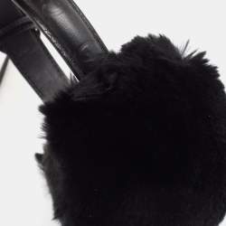 Gucci Black GG Embossed Leather & Fur Earmuffs