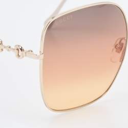 Gucci Orange Gradient GG0879S Horsebit Square Sunglasses