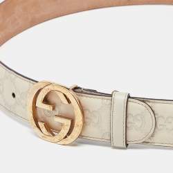 Gucci Beige Guccissima Leather Interlocking G Buckle Belt 90CM