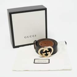 Pre Owned Gucci Black GG Imprime Canvas Lovely Heart Buckle Belt 100 CM