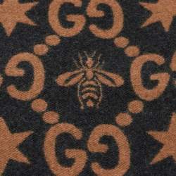 Gucci Black GG Bee Stars Patterned Wool Scarf