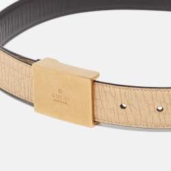 Gucci Beige Leather Web Buckle Belt 80CM