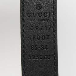 Gucci Black Leather Double G Buckle Slim Belt 85 CM