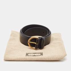 Gucci Black Leather Buckle Belt 85 CM