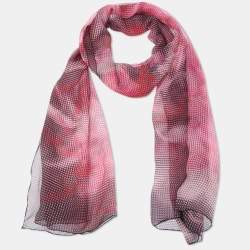 Gucci Pink/Black Optical Illusion Print Silk Chiffon Stole