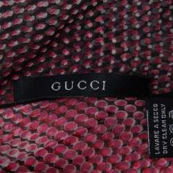 Gucci Pink/Black Optical Illusion Print Silk Chiffon Stole