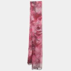 Gucci Pink/Black Optical Illusion Print Silk Chiffon Stole