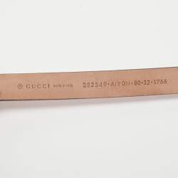 Gucci Pink Leather Horsebit Buckle Slim Belt 80 CM